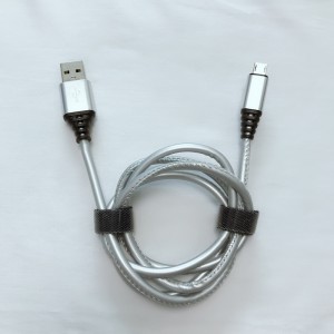 Cavo USB di ricarica rapida in pelle PU per micro USB, tipo C, ricarica e sincronizzazione fulmini per iPhone